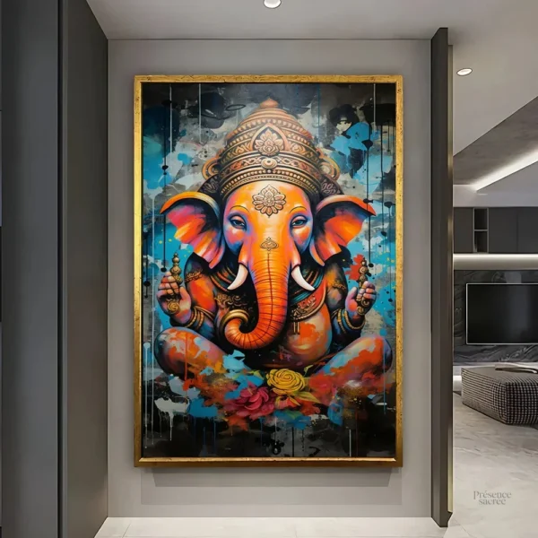 Tableau déco Ganesh, symbole de sagesse et prospérité