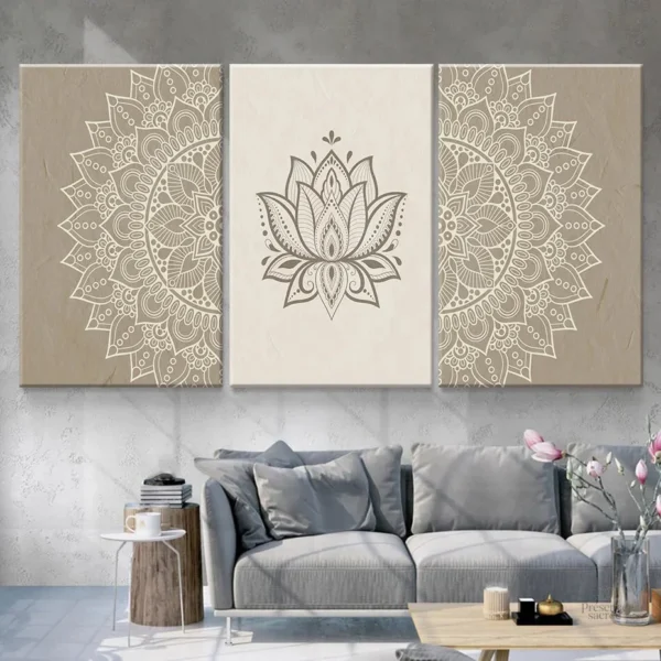 Tableau Lotus Beige pour décoration Bouddhiste