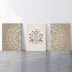 Décoration Bouddha, tableau lotus apaisant beige