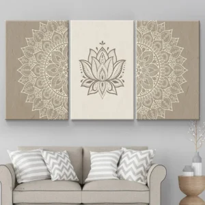 Tableau artistique de fleur de lotus beige
