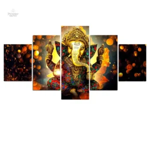 Décoration murale Ganesh, tableau 5 pièces zen