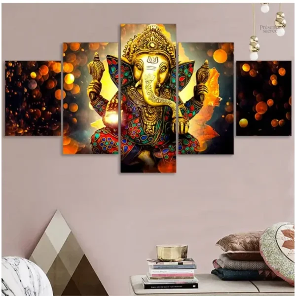 Tableau spirituel avec Ganesh, décoration bouddhiste