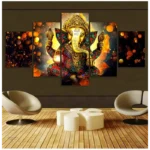 Art mural 5 pièces, Ganesh pour ambiance paisible