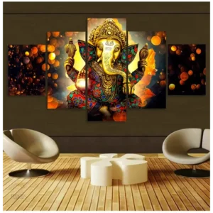 Art mural 5 pièces, Ganesh pour ambiance paisible