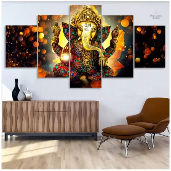 Décoration 5 pièces Ganesh, tableau inspirant et serein