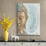 Tableau Bouddha Mandala couleur, représentant une tête de Bouddha