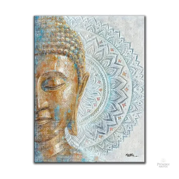 Tableau avec motif Mandala et visage de Bouddha