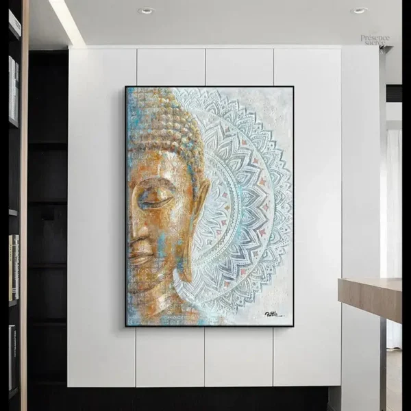 Décoration intérieure : tableau tête de Bouddha en Mandala