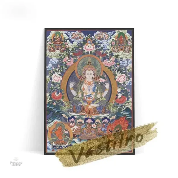 Tableau toile Thangka coloré et spirituel