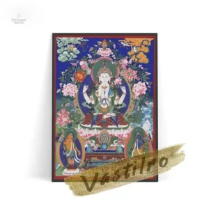Tableau toile Thangka coloré avec motifs traditionnels