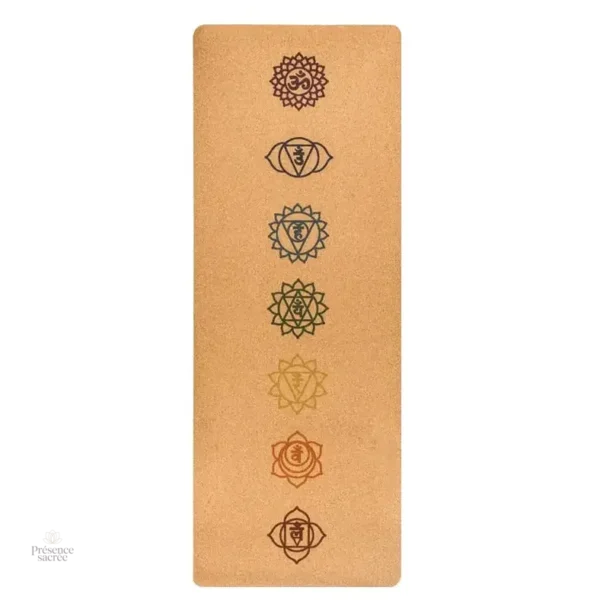 Tapis de yoga en liège 7 Chakras pour méditation