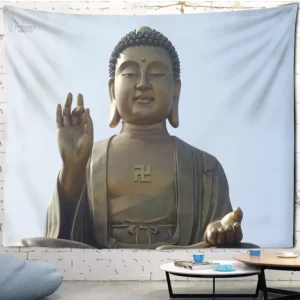 Tenture murale avec motif Bouddha et éléments naturels