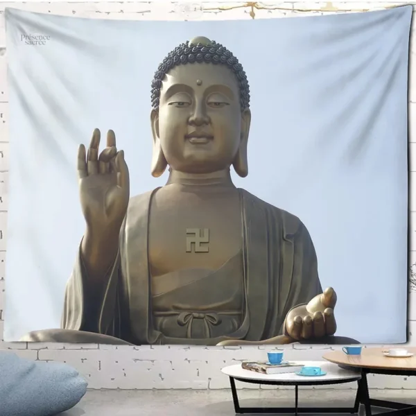 Tenture murale avec motif Bouddha et éléments naturels
