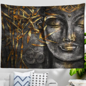 Tenture Bouddha noire et or