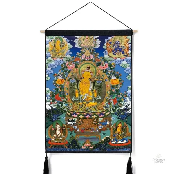 Thangka représentant des mandalas colorés