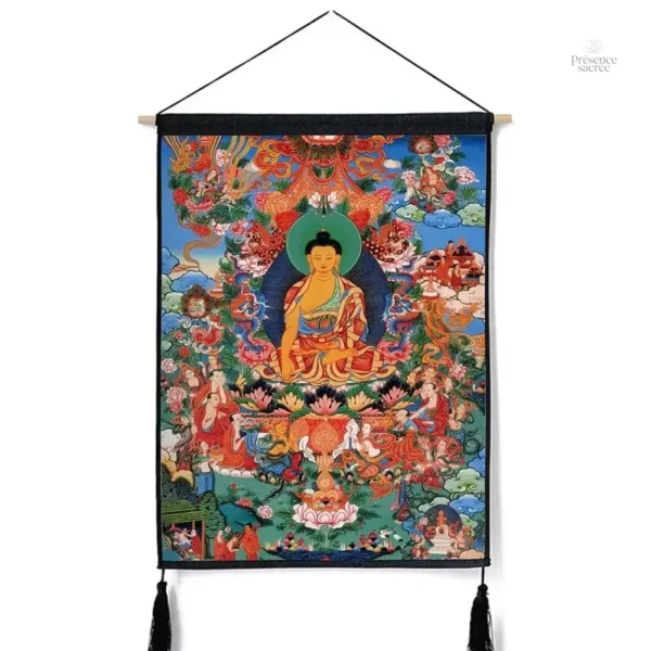 Thangka ornée de détails artistiques vibrants