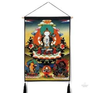 Thangka bouddhiste colorée en tissu
