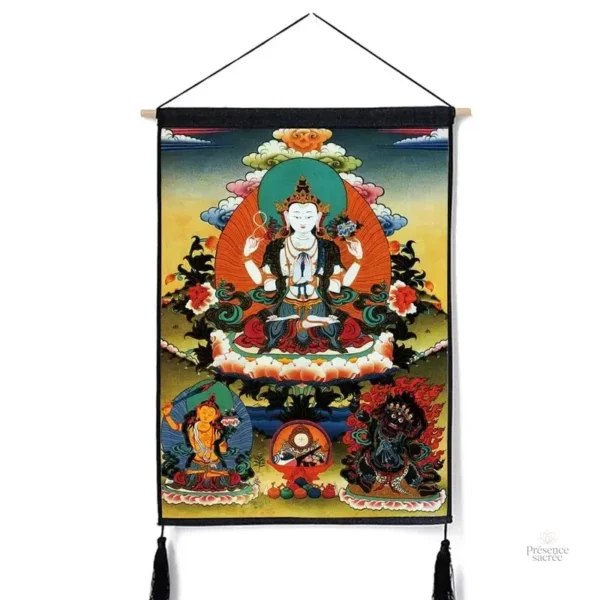 Thangka bouddhiste colorée en tissu