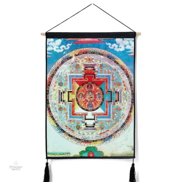 Tenture Thangka avec illustrations de divinités