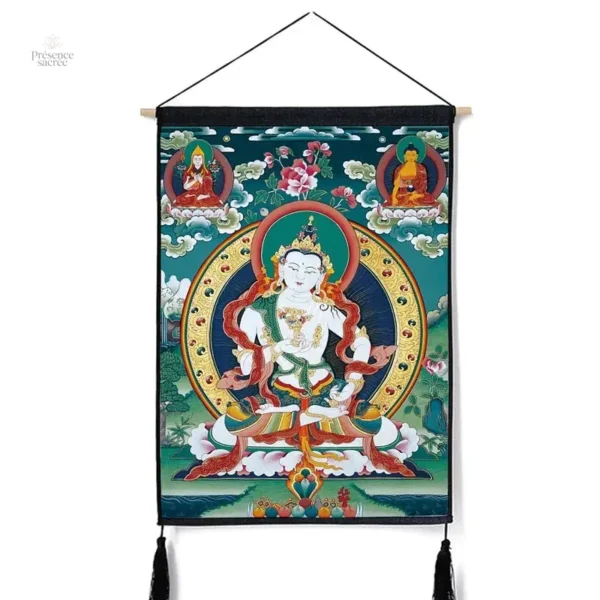 Thangka représentant des symboles bouddhistes