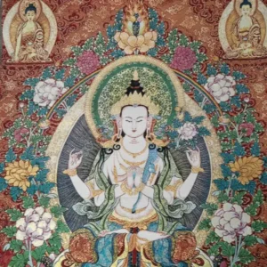 Thangka en soie représentant la déesse Guanyin