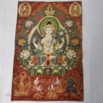 Art tibétain : Thangka de Guanyin Kwan-yin en soie