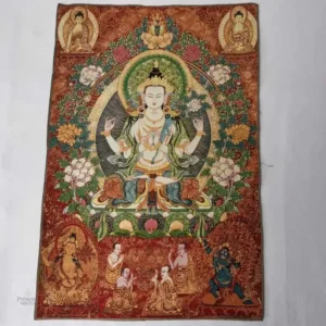 Art tibétain : Thangka de Guanyin Kwan-yin en soie