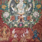 Thangka traditionnel du Tibet, Guanyin en soie