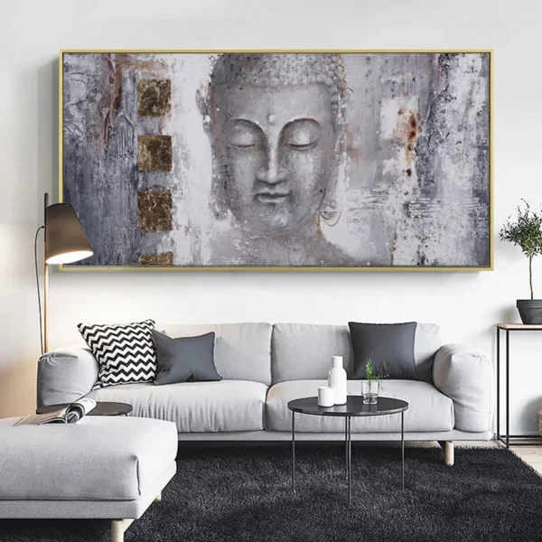 Toile artistique de Bouddha, effet texturé et élégant